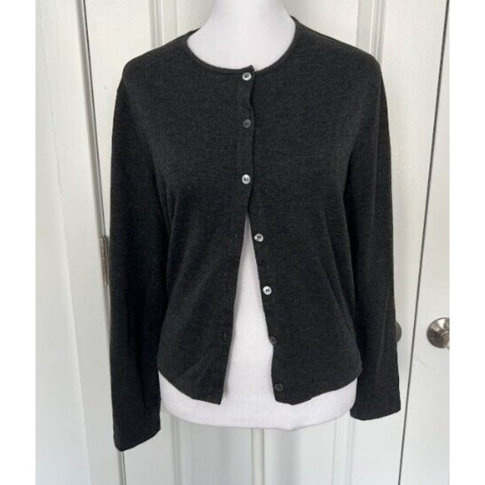 Jones New York Sport Cardigan Button Up Sweater Gray Size M
